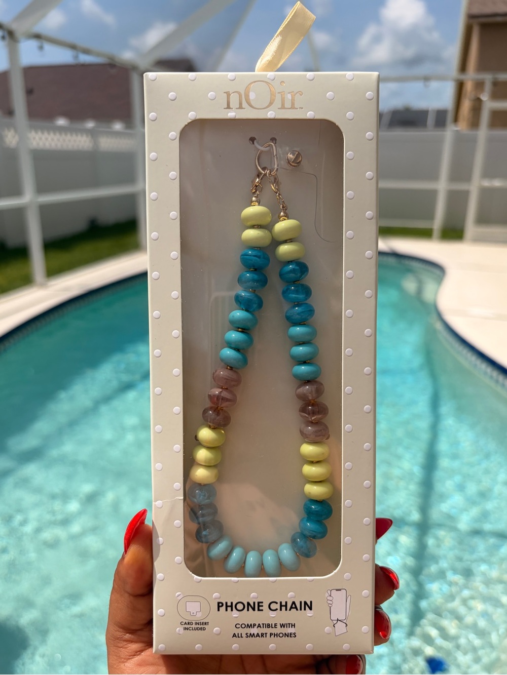 Jewelry Yellow, Turquoise and Aqua Beaded Phone Chain